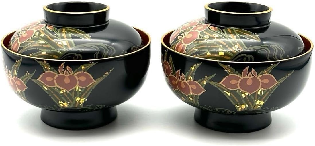 【輪島塗】夫婦椀 松沈金 大向高洲堂 福久勝利作 朱・黒塗 天然木 二客揃 共箱 輪島塗夫婦椀 松沈金 大向高洲堂 福久勝利作 朱・黒塗 天